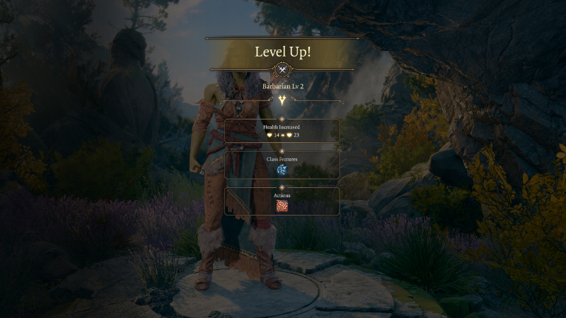 The Level Up screen in Baldur's Gate 3