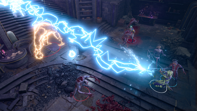 A character casts Lightning Bolt in BG3, bolstering his spell with Elemental Adept, one of the best feats in the game