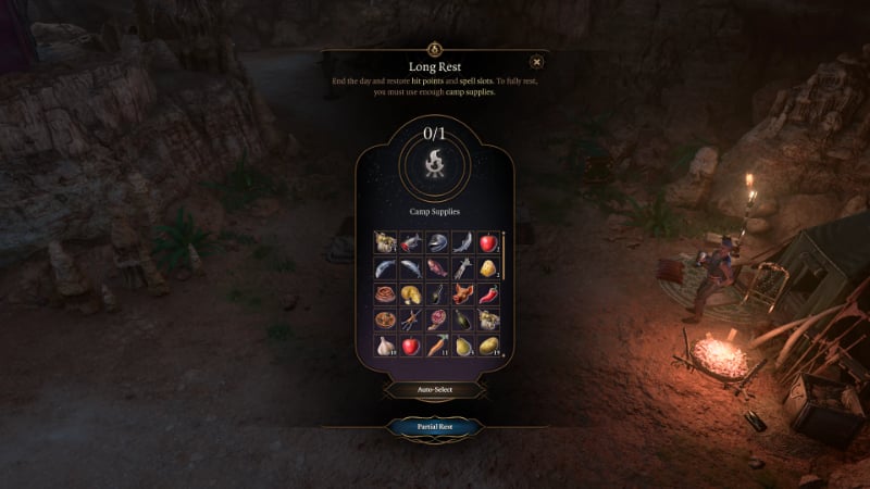Long Rest menu tweaked using Long Rest Tweaks Mod in Baldur's Gate 3 by Larian Studios