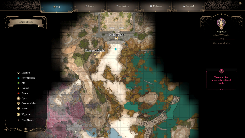Bird's-eye-view of the area map from Baldur's Gate 3