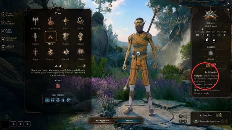 baldur's gate 3 monk weapons