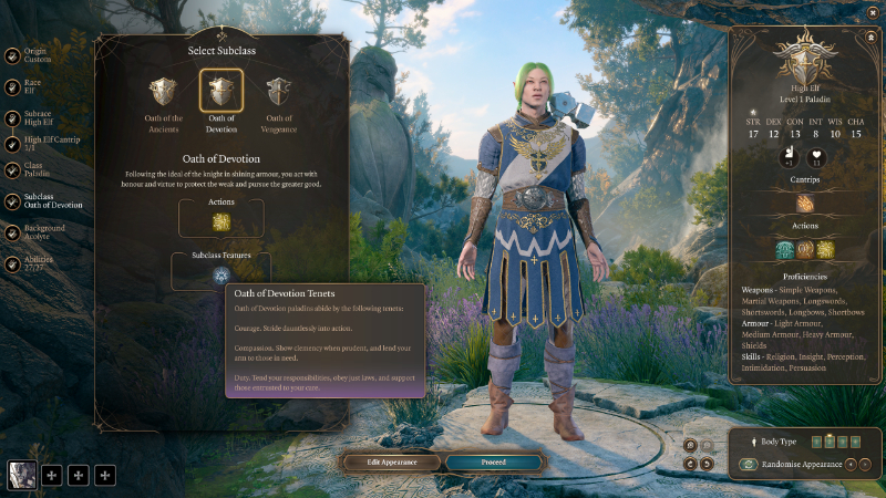 Paladin's Oath of Devotion in Baldur's Gate 3