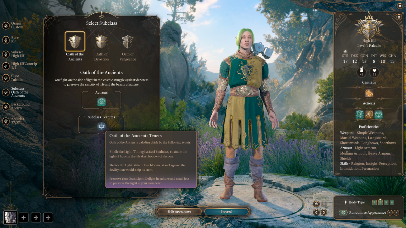 Paladin's Oath of the Ancients in BG3, a great choice for beginners