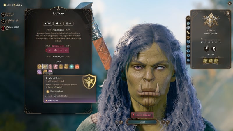 The Paladin's Shield of Faith spell in Baldur's Gate 3