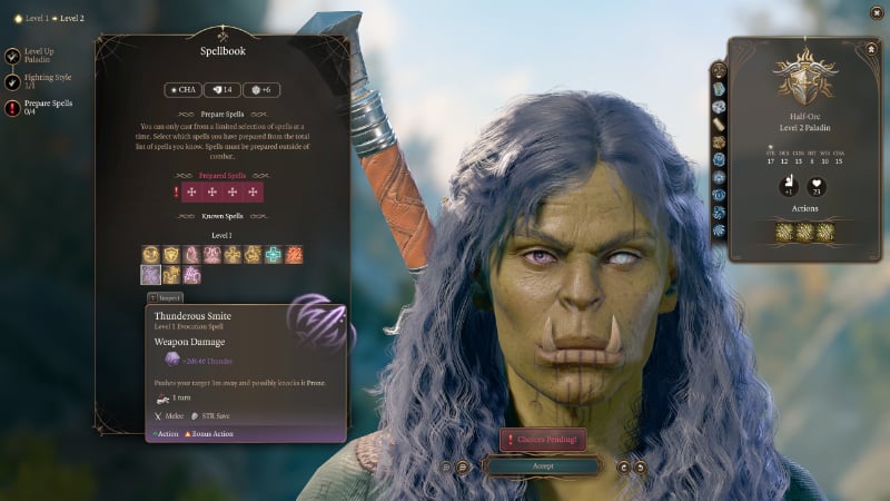 The Thunderous Smite spell in Baldur's Gate 3