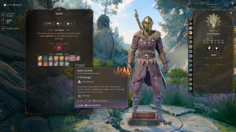 The Ranger's Spike Growth spell in Baldur's Gate 3