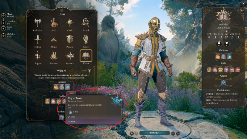 The Ray of Frost cantrip in Baldur's Gate 3