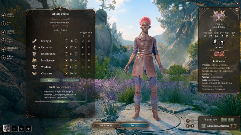 Rogue Attribute allocation in Baldur's Gate 3, part of the best Rogue class build