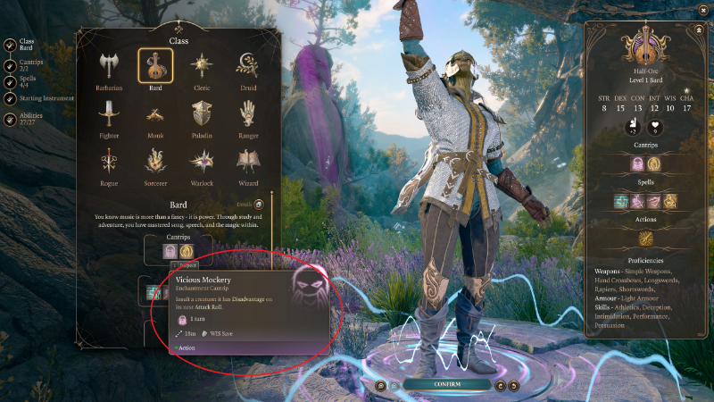 The Viscious Mockery cantrip in Baldur's Gate 3