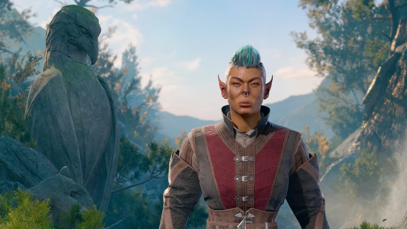 Closeup of a Warlock in BG3