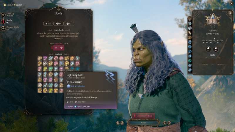 A Wizard's Lightning Bolt in Baldur's Gate 3