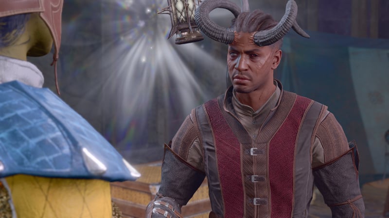 Wyll talking to the player in camp in BG3 by Larian Studios