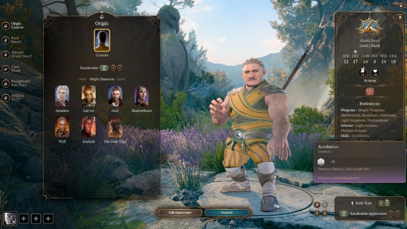 Baldur's Gate 3 Acrobatics Skill Description