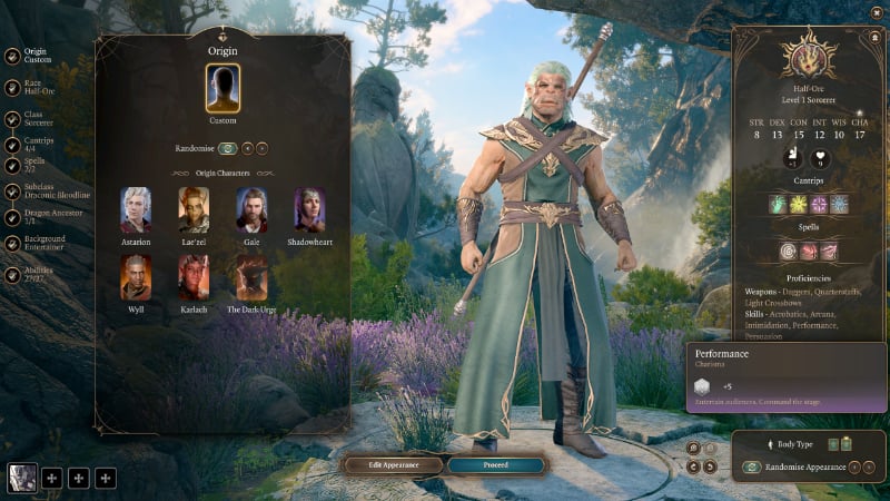 Baldur's Gate 3 Performance Skill Description