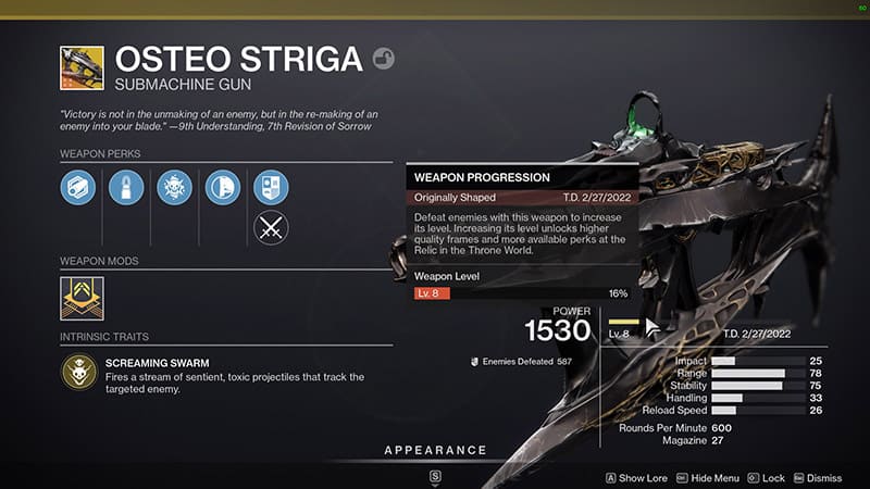 Destiny 2: Season 22 Weapon Progression Earning