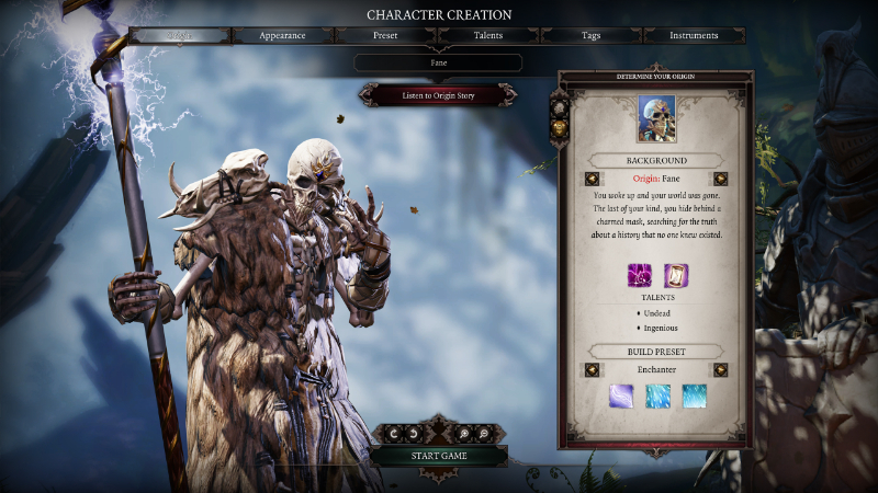 The character creation screen in Divinity: Original Sin 2, one of several games like Baldur's Gate 3