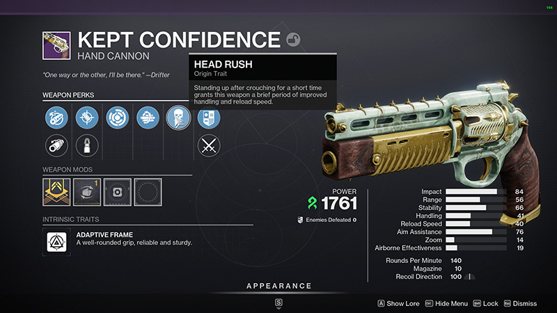 Head Rush Origin Trait in Destiny 2 Season of the Witch