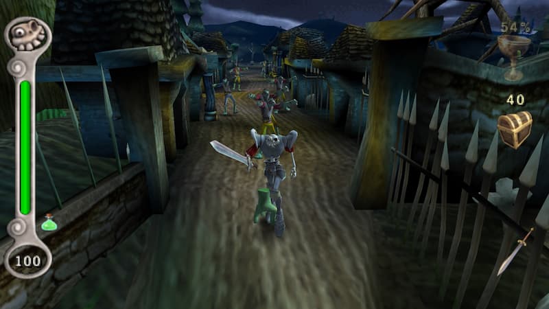 A screenshot of Sir Daniel Fortesque in MediEvil Resurrection