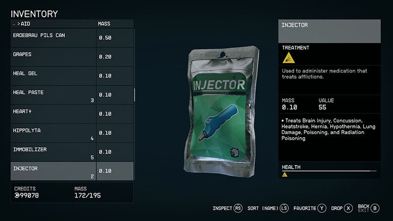 Starfield Injector Cure for Radiation