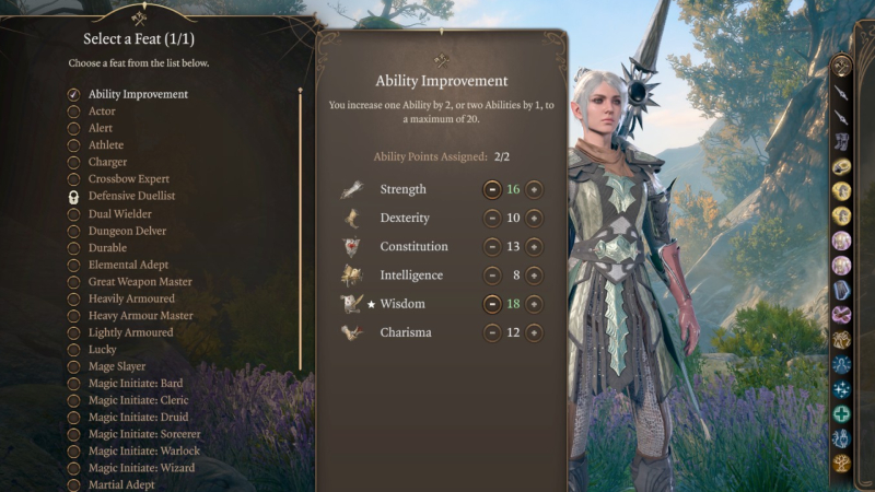 Ability Improvement Screen