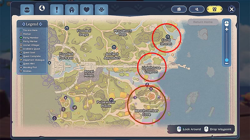 Shell Locations in Palia