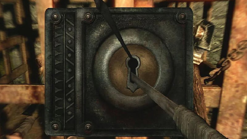 Skyrim has a classic example of lockpicking.