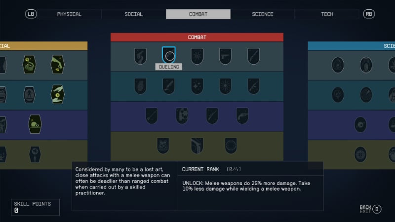 The skill tree in Bethesda's new sci-fi IP
