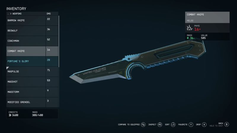 Starfield melee knife