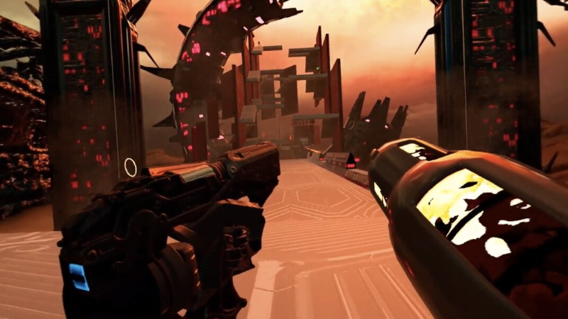 The player looks out on twisted terrain in System Critical 2, releasing September 2023