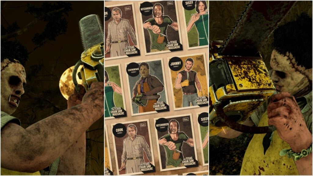 A collage of Leatherface and other killers from The Texas Chain Saw Massacre and Dead by Daylight