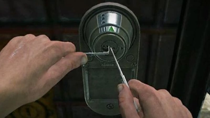 Lockpicking in Wolfenstein looks and feels good.