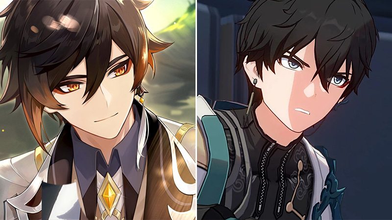 Zhongli and Dan Heng are very similar characters in looks in both Genshin and Honkai.