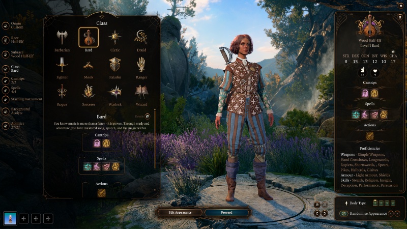 best Bard class build Baldur's Gate 3 Wood Half-Elf