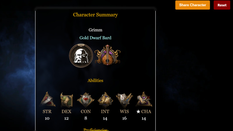 Character Builder in Baldur’s Gate 3