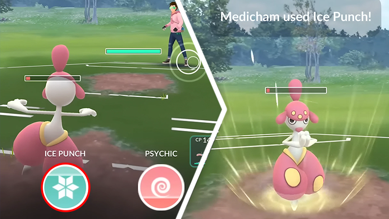 medicham using supereffective charged attack in pokemon go