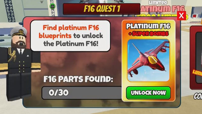 Roblox Military Tycoon: Where to Find All 30 Platinum F16 Blueprint Parts 