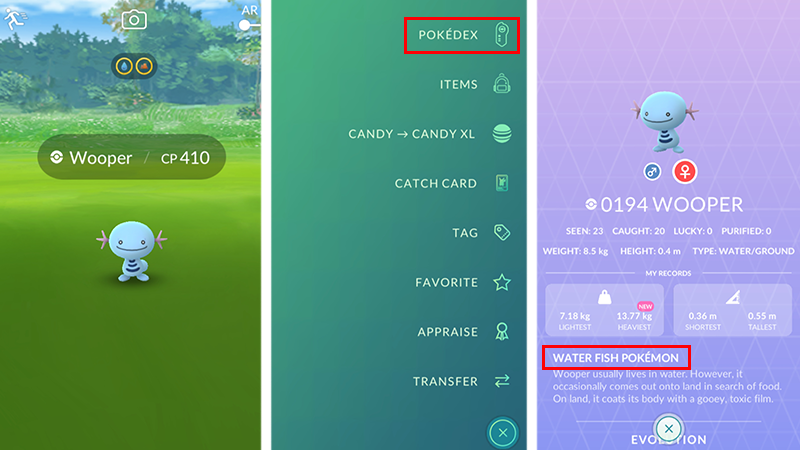 using wooper to explain what is a unique pokemon in pokemon go