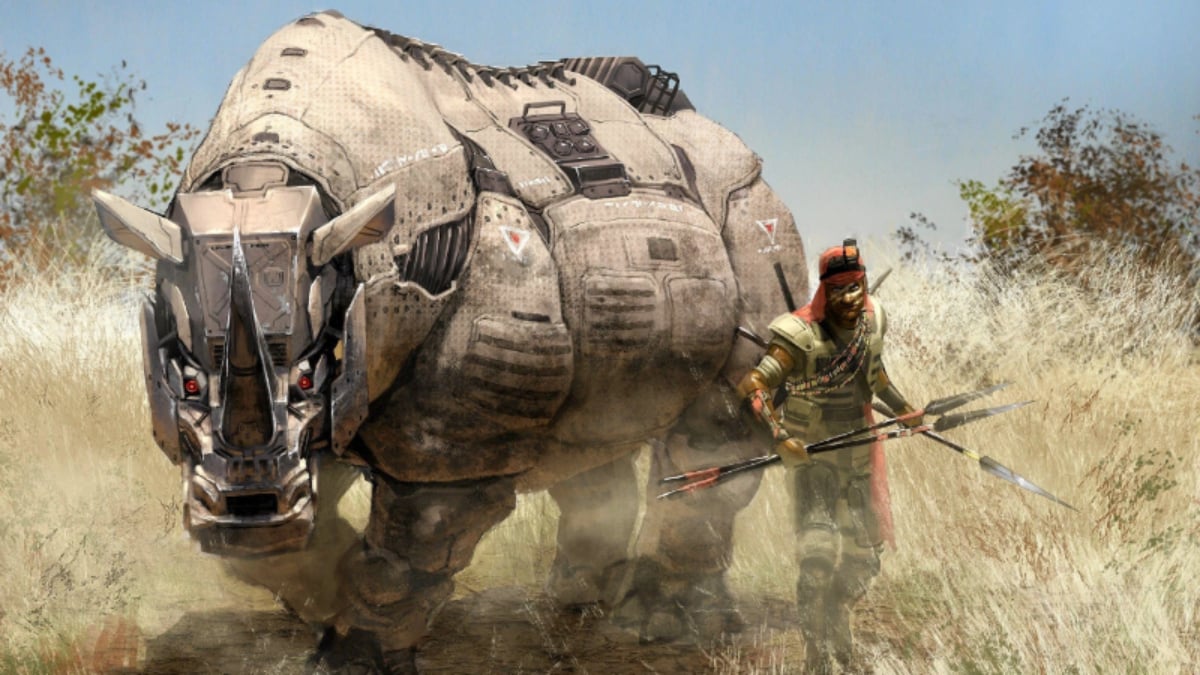 An armored rhino mount