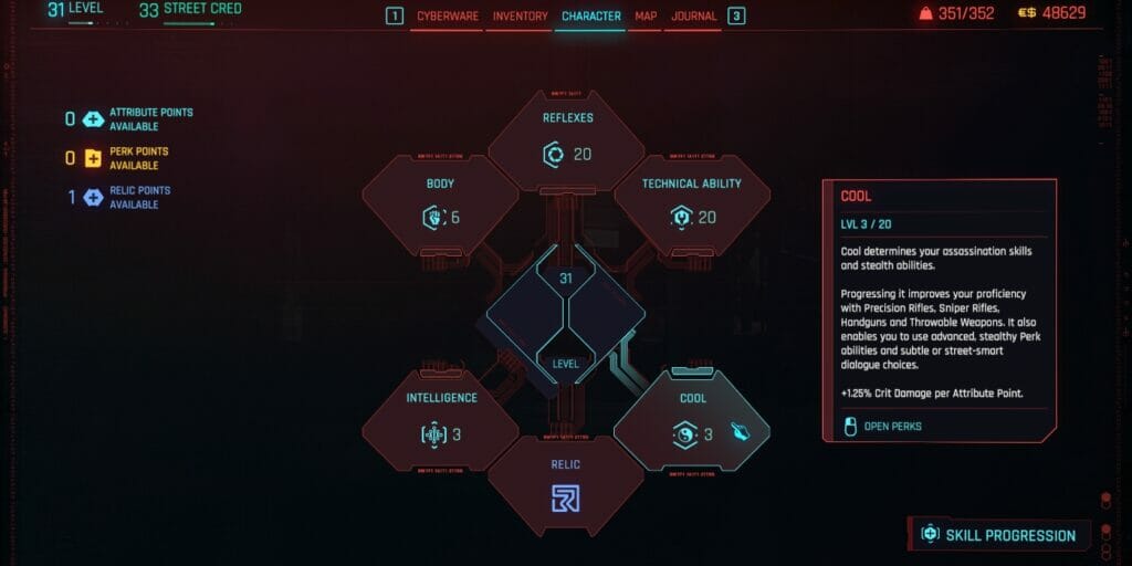 The Cool Attribute in CD Projekt Red's dystopian RPG