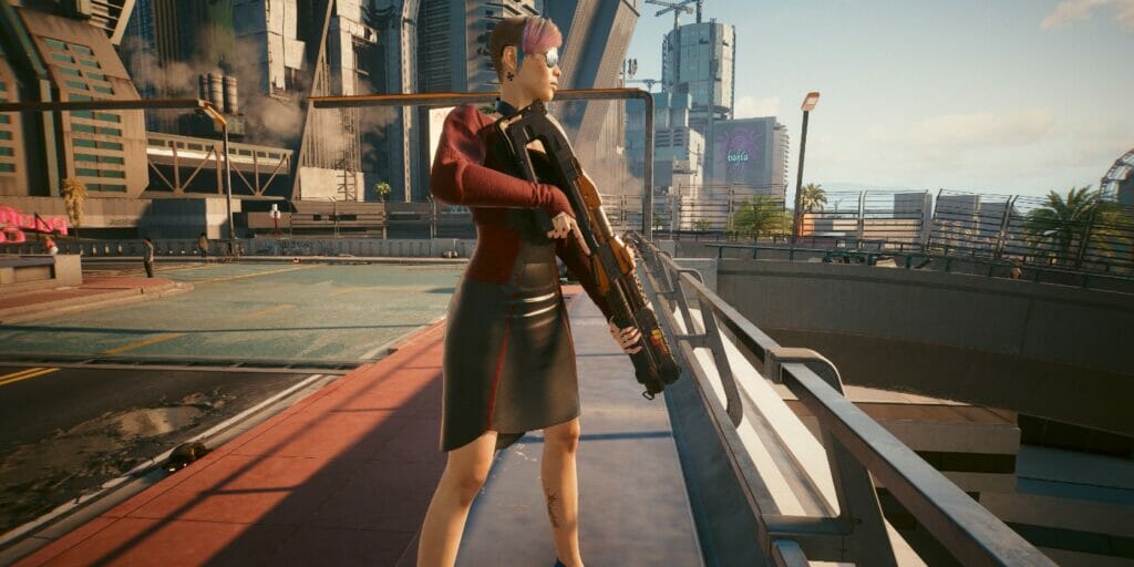 Top 6 Best Body Perks in Cyberpunk 2077, Ranked V holding a shotgun in Cyberpunk 2077