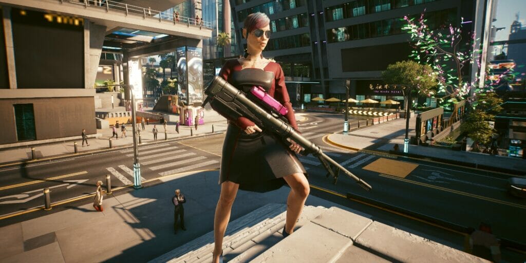 Top 6 Best Cool Perks in Cyberpunk 2077, Ranked V poses in Night City with her sniper rifle in Cyberpunk 2077