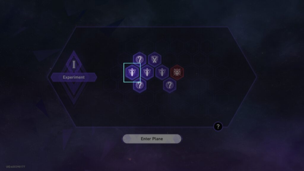 The Plane Entry screen