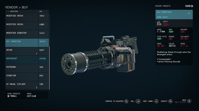 Mini-Gun N67 Smartgun in Starfield