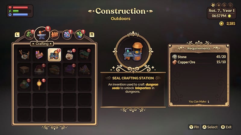 Dungeon Seals Crafting Station in Fae Farm