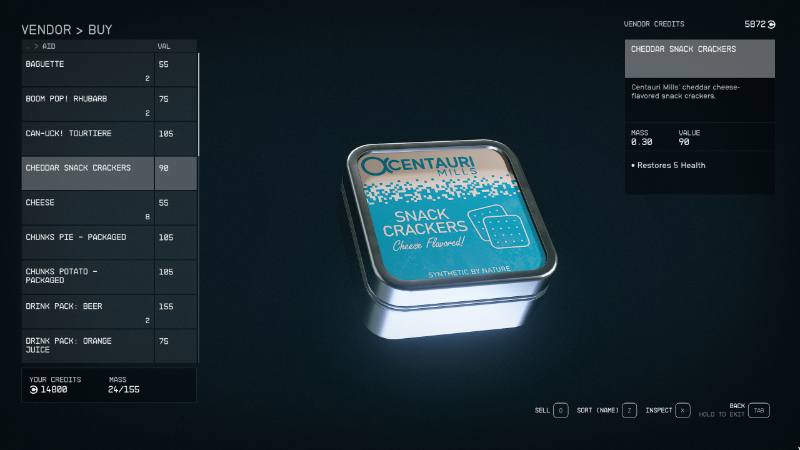 A Cheddar Snack in Starfield