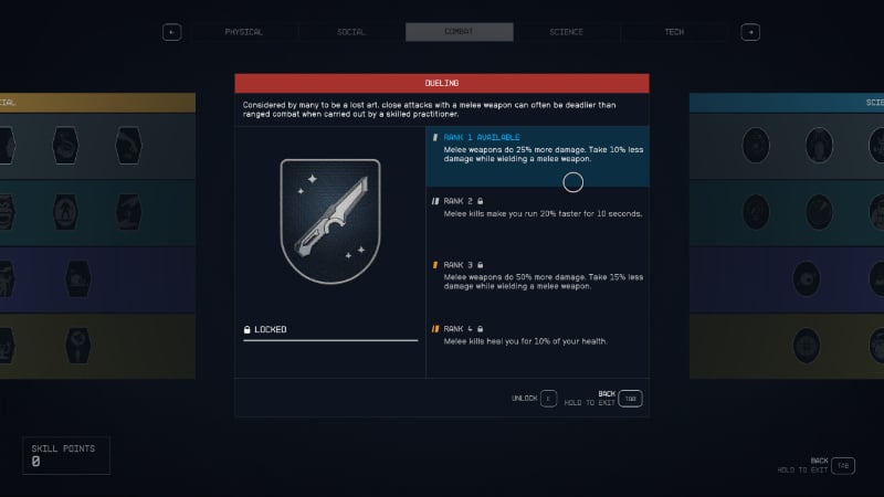 The Dueling Skill in Bethesda's new sci-fi RPG