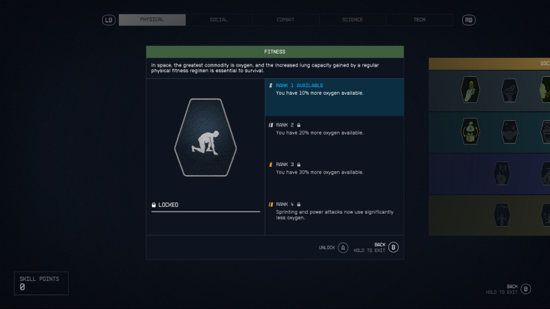 Starfield Best Physical Early Skills
