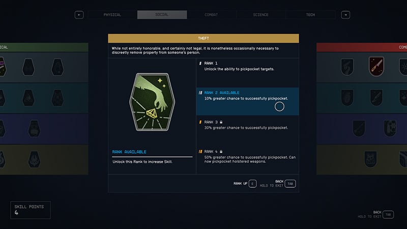 Starfield Ranking Up Skills Image