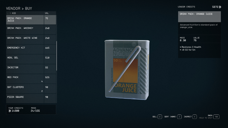 Orange juice in Bethesda's sci-fi RPG