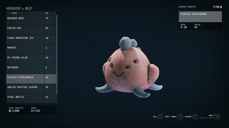 A Plushie in Starfield, Bethesda's new sci-fi RPG